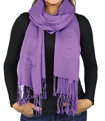 Belle Donne- Women's Scarf Viscose Pashmina Scarves / Shawl Wrap - Solid Colors - Purple