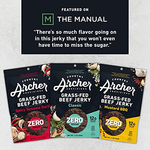Zero Sugar Mustard BBQ Beef Jerky by Country Archer, 100 GrassFed