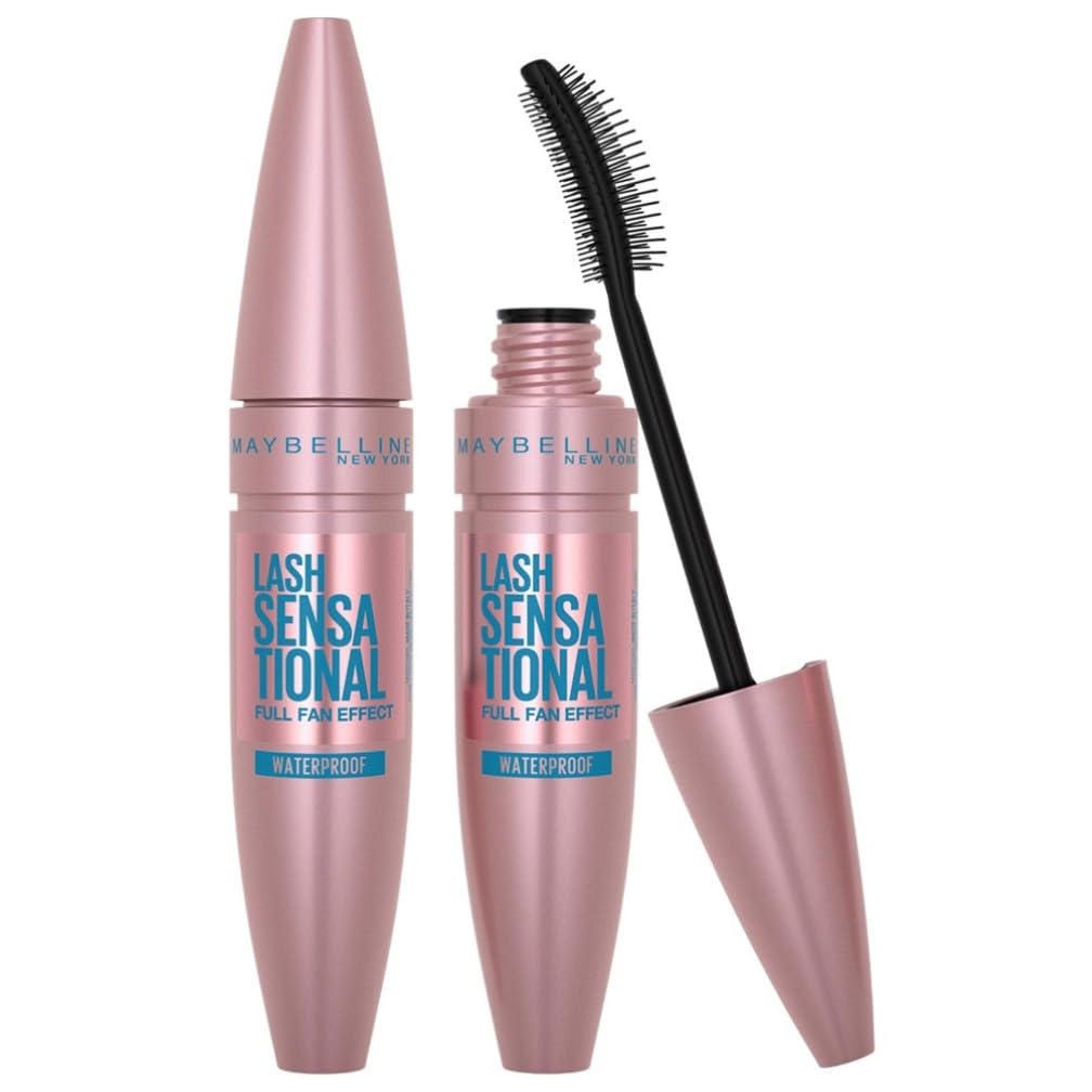 Maybelline New York Lash Sensational Volumizing And Thickening Waterproof Mascara, Layer-Reveal Brush Captures Tiniest Lashes, Volumizes & Defines For Multiplied Effect, Black