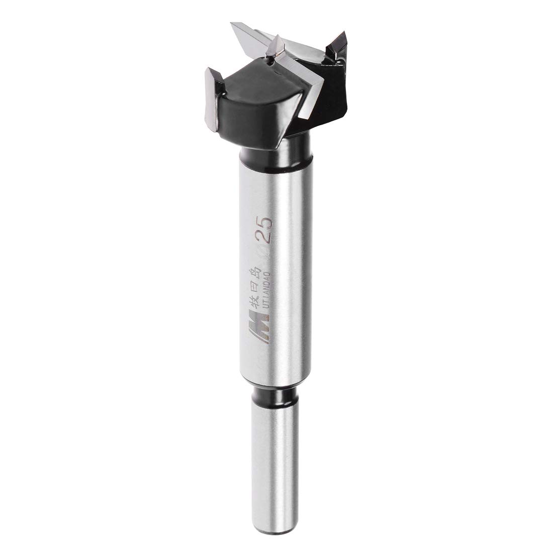 sourcing map Forstner Drill Bits 25mm, Tungsten Carbide Wood Hole Saw Auger Opener, Woodworking Hinge Hole Drilling Boring Bit Cutter (Black, Silver Tone)