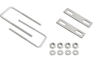 Aoje-Link Square U-Bolts 2.17 inch Inner Width M8 Thread 304 Stainless Steel Silver with Plates Nuts Flat Washers for Car/RV/Trailer Bumper, 2Pcs, M8x55x140mm