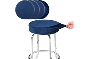 SINOSSO 4 Pcs Bar Stool Covers, Super Soft Velvet Dia.11-13" Round Stretchy Washable Dustproof Slipcover for Upholstered Furniture (S, Navy Blue,4 Counts)