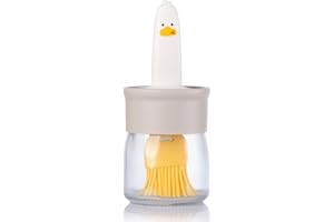 6.8oz Oil Dispenser Bottle with Brush for Kitchen, Basting Bottle, Silicone Basting Brush, for Cooking BBQ Kitchen, White