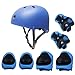 KUYOU Kids Protective Gear, Helmet Knee Pads and Elbow Pads Set with Wrist Guard Skateboard Accessories for Rollerblading Skateboard Cycling Skating Scooter. Blue