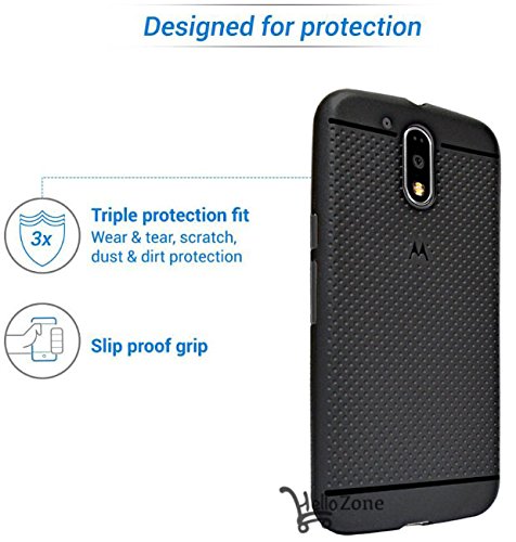 Hello Zone Exclusive Dotted Matte Finish Soft Back Case Cover for Moto G Plus, 4th Gen-Black