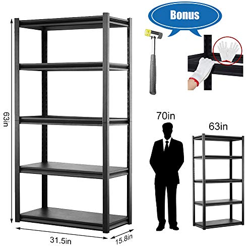 Raybee 5Tier Storage Shelves for Garage Heavy Duty Steel Garage