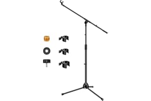 InnoGear Microphone Stand, Boom Arm Mic Stand Floor Detachable Height Adjustable Heavy Duty with Mic Clip Holder Metal Base for Blue Yeti HyperX QuadCast Shure SM58 Samson Q2U Fifine K669B