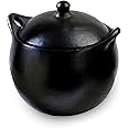 Authentic Chamba Soup & Bean Pot - Elegant Handmade Black Clay Dutch Oven with Cover - Perfect for Soups, Beans, Stocks & More - Versatile & Durable