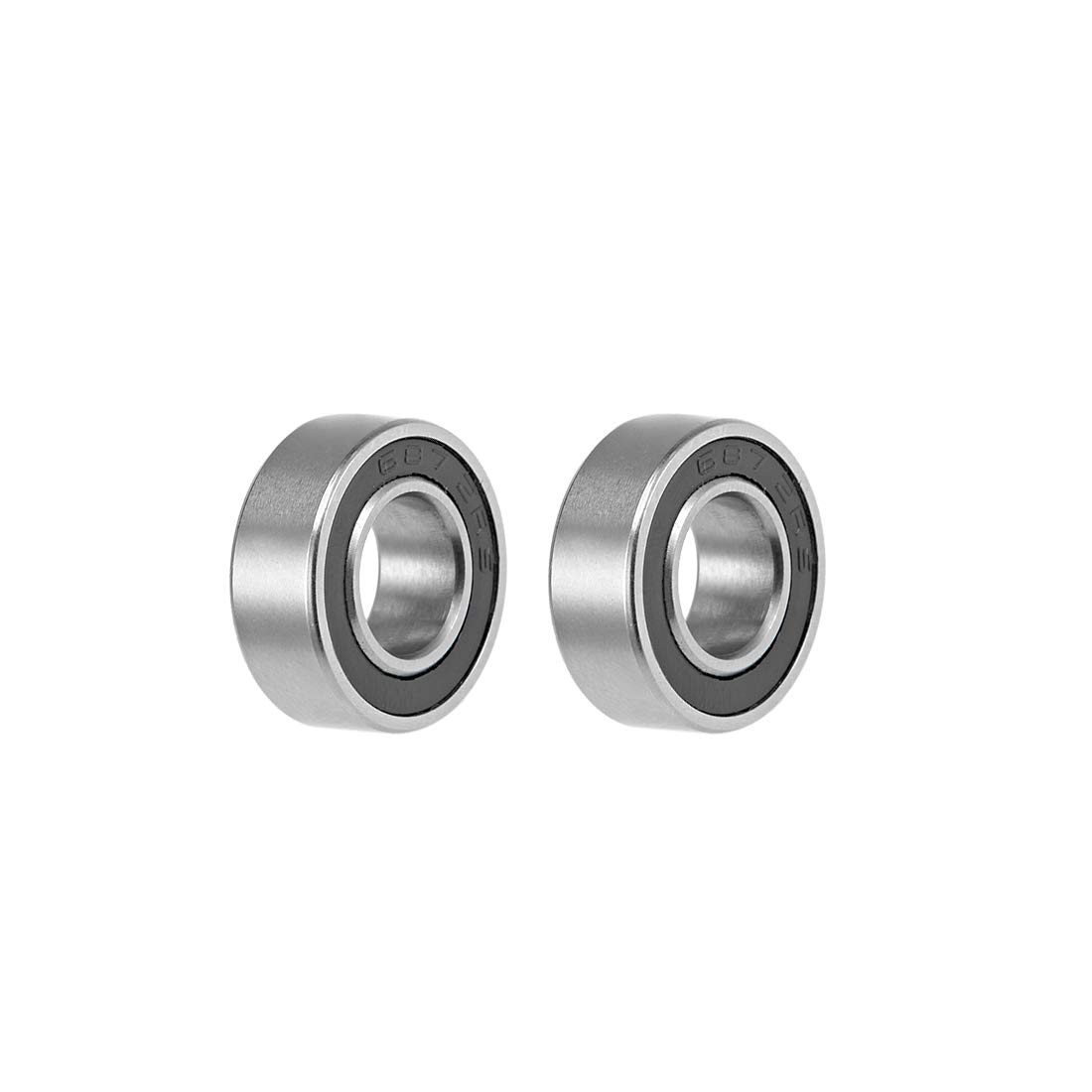 Photo 1 of uxcell 687-2RS Deep Groove Ball Bearings 7mm Inner Dia 14mm OD 5mm Bore Double Sealed Chrome Steel Z2 2pcs