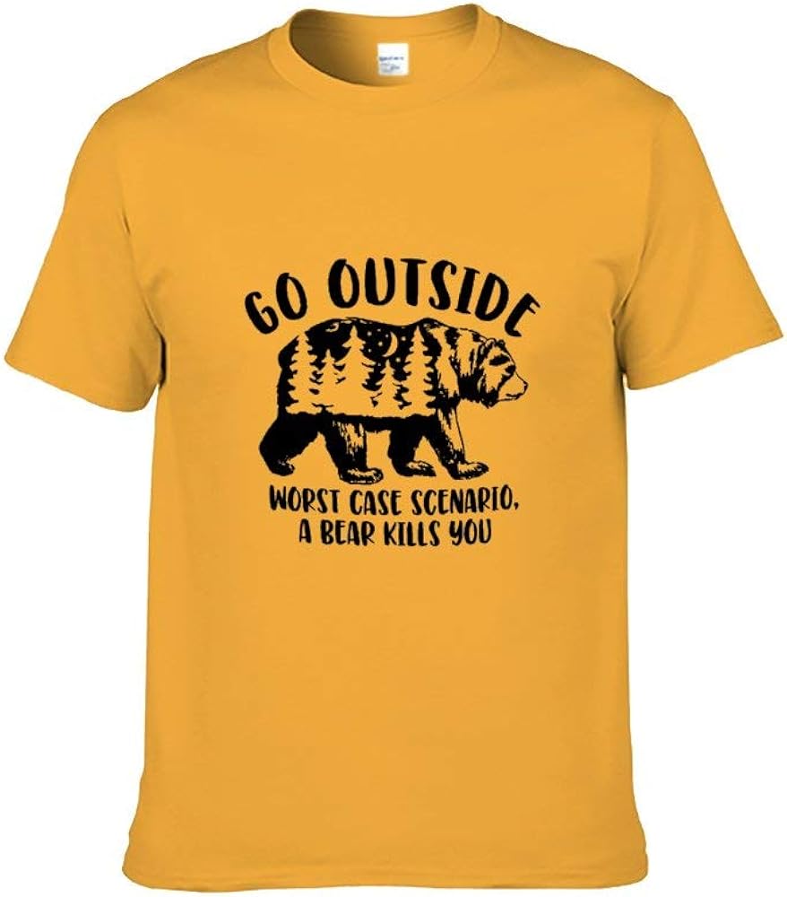 Men's Funny Camping Bear Wildlife Go Outside TShirt Graphic Tops