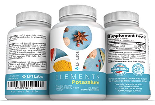 Potassium Supplement with Iodine 99mg – Potassium Gluconate Electrolytes with Kelp – Naturally Supports Healthy Heart, Muscles, Nerves, Bones, & Blood Pressure – Helps Minimize Cramps – 100 Tablets Potassium Supplement with Iodine 99mg – Potassium Gluconate Electrolytes with Kelp – Naturally Supports Healthy Heart, Muscles, Nerves, Bones, & Blood Pressure – Helps Minimize Cramps – 100 Tablets