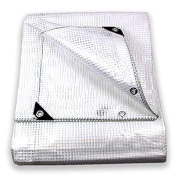 Transparente Abdeckplane aus PVC mit Netzstruktur und Ösen - reißfest, verstärkt, robust, wasserabweisend - Größe 300 x 250 c