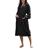 Amazhiyu Womens Pure Linen Mid Length Kimono Robes Lightweight Long Sleeve Bathrobe