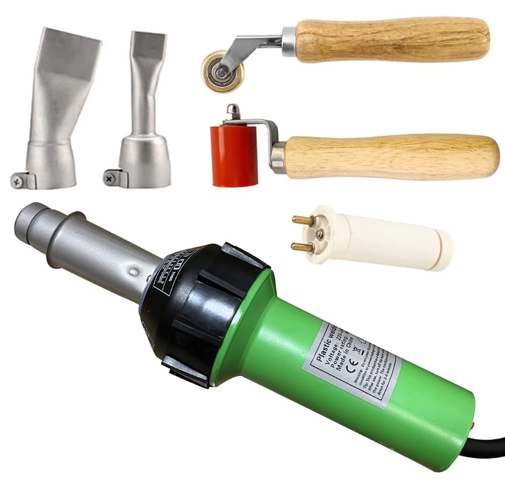 Photo 1 of Hot Air Plastic Welder Welding Gun Plastic Repair Welder Kit, 2 Flat Welding Nozzles, 40mm Silicone Seam Roller and Brass Seam Roller