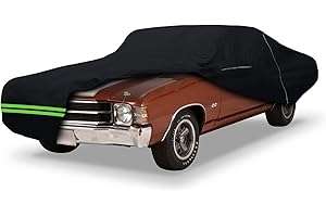 SAPUBK Waterproof Car Cover Compatible with Chevrolet Chevelle Malibu SS Sedan/Coupe 1964-1967 1968-1972 210T All Weather Classic Car Covers with Zipper Door for Snow Rain Dust Protection