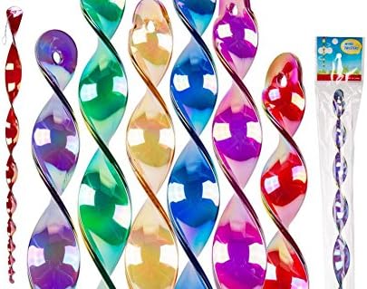 Wind chime, wind spiral twister in rainbow colours 6-coloured sorted height 40 cm, 6 pieces