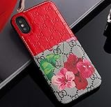 IPhoneX/XS Case - New Elegant Luxury PU Leather Classic Style Protect Cover Case Compatible with iPhoneX iPhoneXS Only(Red Flower)