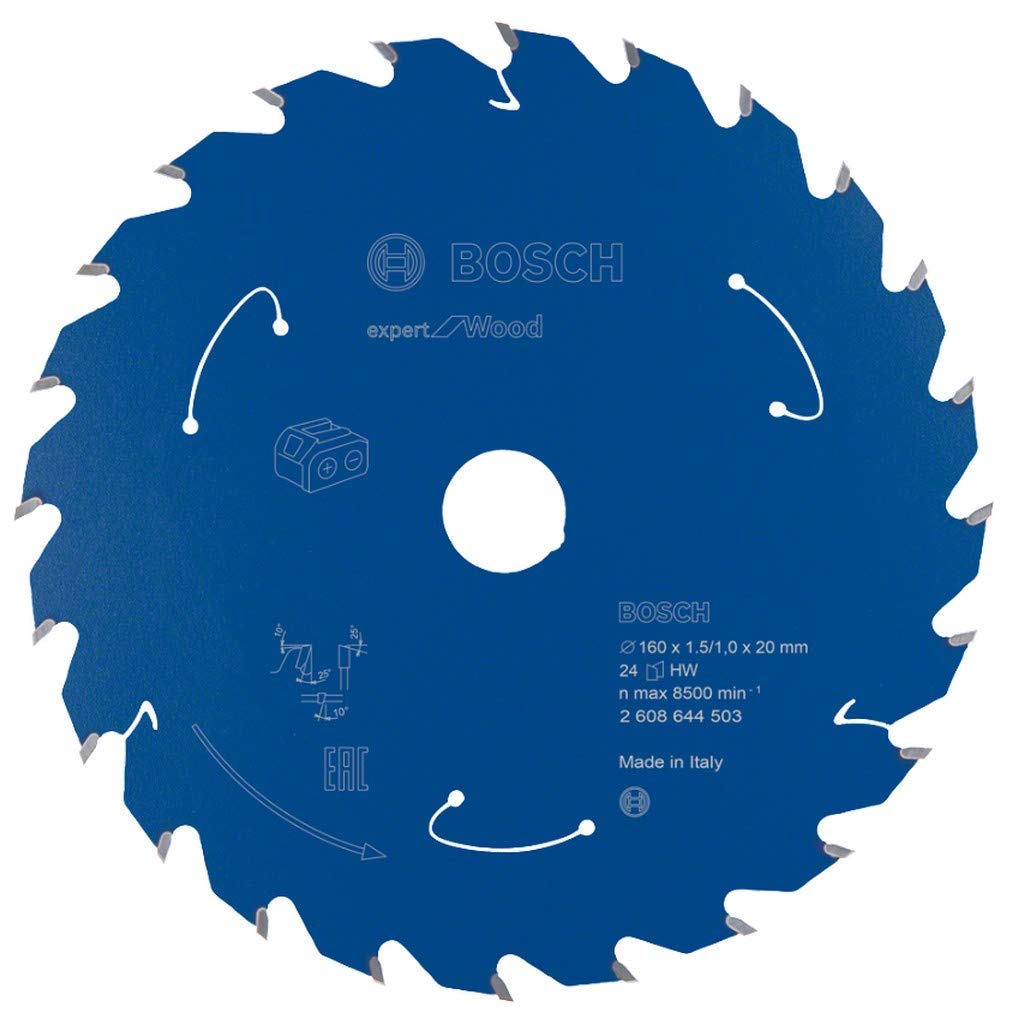 Bosch Professional Circular Saw Blade Expert (for Wood, 160 x 20 x 1.5 mm, 24 teeth; Accessories: Cordless Circular Saw)