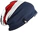 FORBUSITE Mens Slouchy Long Oversized Beanie Knit Cap for Summer Winter B08 (Navy/Red/White)