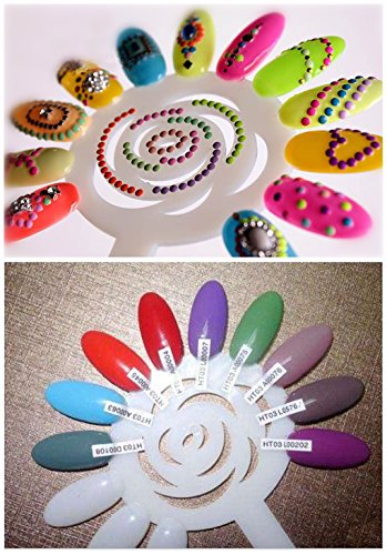 XICHEN 240 Tips Nail Swatch Sticks 120 Pcs Transparent color +120 Pcs White Round sun flower Nail Art Tips Sticks Display Polish Board Display Practice Sticks Tool Binder Ring Holder - Thumbnail 4