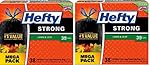 Hefty Strong Large Trash Bags YIWESR, 39 Gal (Lawn and Leaf, Drawstring), 38 ct, Pack of 2