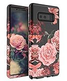 TIANLI Samsung Galaxy Note 8 Case Cute Flowers for Girls/Women Smooth Surface Three Layer Shockproof Protective Cover,Floral Black