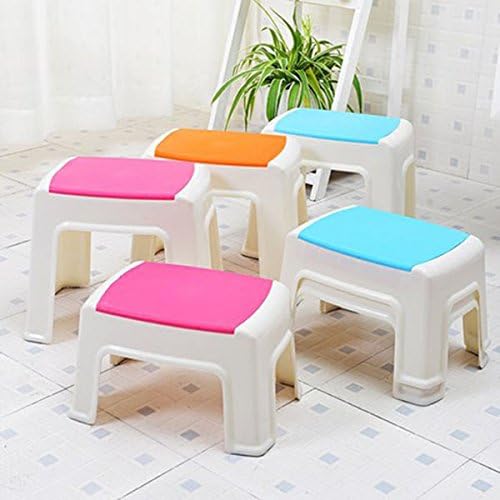 Global Brands Online Household Portable Plastic Stool Chair Blue Rose Skid Step Stool Thickened Little Bench