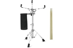 SETEOL Snare Drum Stand Snare Stand with Drumstick Holder and a Pair of 5A Drum Sticks Fit for 8 to 15 Inch Snare Drum and Practice Pad, Adjustable Height 15.8 to 22.8 Inches for Drum Beginners