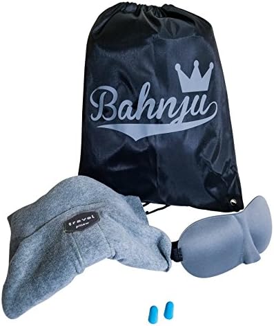 Travel Pillow - Scientifically Proven Super Soft Neck Support Travel Pillow Kit With Breathable Contoured 3D Sleeping Eye Mask, Plush Earplugs and Carry Pouch For Airplane, Train, Office, Home (Grey)
