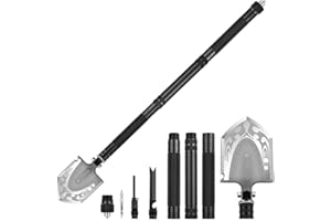 Zeng Camping Folding Shovel, Multi-purpose Survival Tool with Carbon Steel Blade and Aluminum Alloy Handle, Black