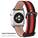 Apple Watch Pebble Leather Dual Material Band, Poetic [Premium Leather] Apple Watch 42mm Replacement BandNEW [Volante] - Premium Material Pebble Leather with Quilted Leather and Red Sport Stitching Design and Wide Band with Integrated Metal Clasp for Apple Watch 42mm (2015) - Black/Red (3-Year Manufacturer Warranty From Poetic)