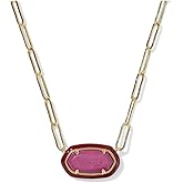 Kendra Scott, Women's, Elisa Enamel Frame Paperclip Necklace, Gold Maroon Magnesite, One Size