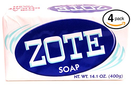 (PACK OF 4 BARS) Zote WHITE Laundry Bar Soap, with Even MORE Whitening Power & Satin Remover. Light Fresh Scent! Safe for delicate clothes! (4 Bars, 14.1oz Each Bar)