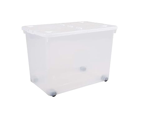 Muddy Hands 2 X Large Clear Plastic Storage Boxes Lids Wheels