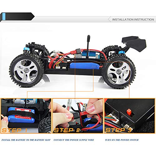 Fullfun 1:18 4WD 50km/h High Speed Off-Road Car Radio Fast 2.4G RC Racing Car Remote Control Wltoys A959 Toy Gift (Red) - Thumbnail 2
