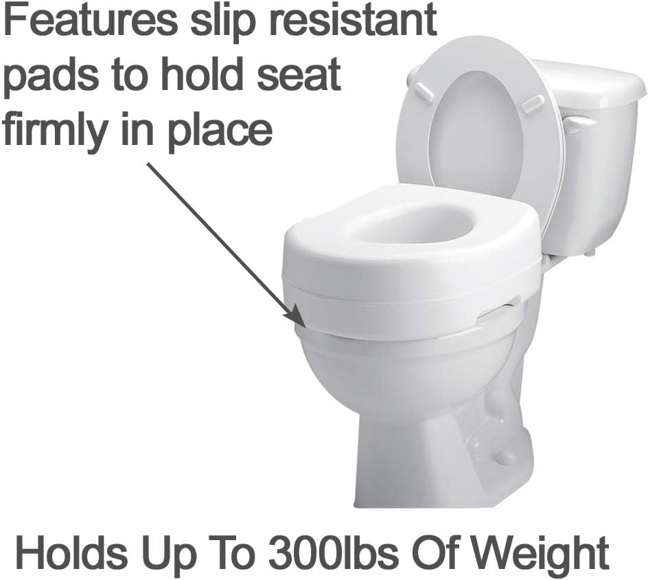 Carex Toilet Seat Riser - Adds 5 Inch of Height to Toilet - Raised Toilet Seat With 300 Pound Weight Capacity - Slip-Resistant: Health & Personal Care