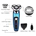 SURKER Electric Shaver Rotary Shaver Wet and Dry 3 in 1 With Nose Trimmer and Sidebums Razor Waterproof Black Blue