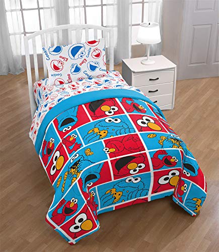 Jay Franco Sesame Street Elmo Cookie Squares Twin Comforter - Super ...