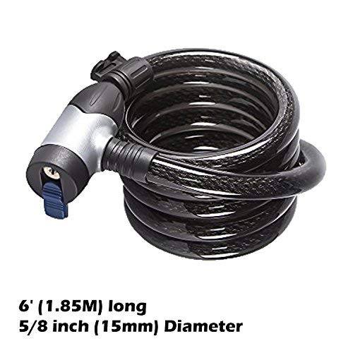 ETRONIC Security Multi-Purpose Self Coiling Keyed Cable Lock M8K, 6-Feet x 5/8-Inch - Thumbnail 2