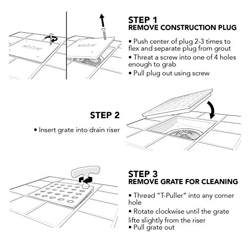 Ebbe E4408 Square Shower Drain Grate, Brushed Bronze + Ebbe E4400 Drain Riser Black Bundle - Thumbnail 4