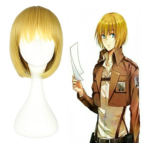 Mcoser 12" Golden Yellow Short Straight Hair- Attack on Titan Armin Arlart Cosplay Wig