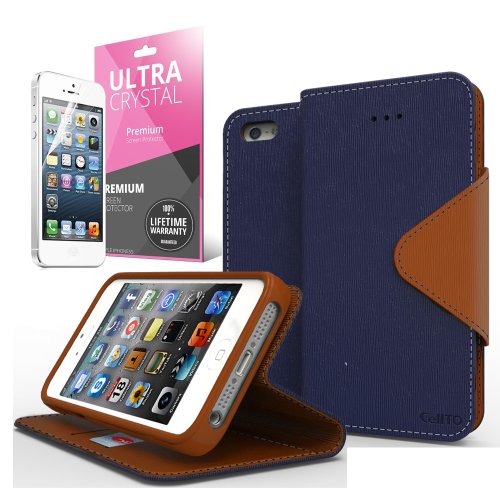 Cellto iPhone 5 / 5S Case Wallet Flip Type with HD Screen Protector [Slim Fit...