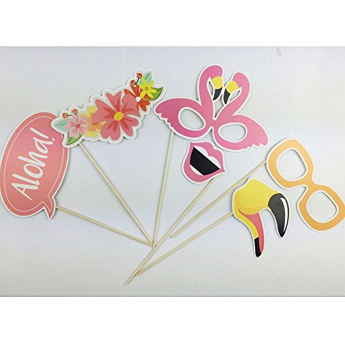 Photo Booth Props DIY Flamingo Kit 21 piece Hawaii Holiday Photobooth Dress-up Accessories & Beach Party Favors Summer Festivals Celebrations - Thumbnail 3