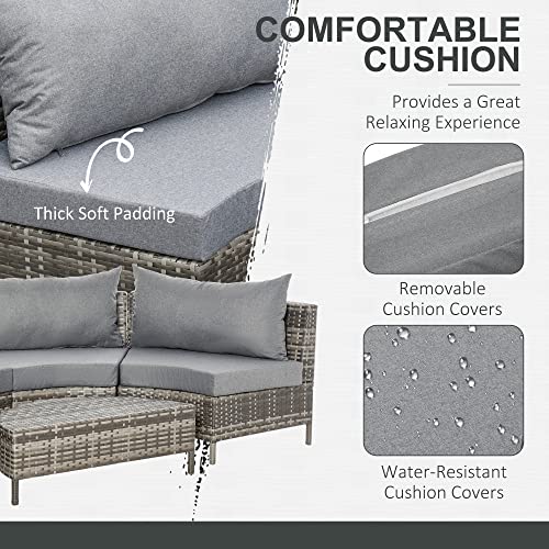 Outsunny 5PC Outdoor Patio Furniture Set Garden Sectional Rattan Wicker