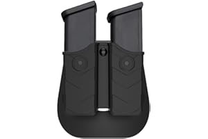 BEDONE Universal Double Magazine Holster, 9mm 40 Dual Stack Mag Holder, .45 Single Stack Magazines Pouch Adjustable Retention for Glock, S&W, Ruger, Sig Sauer, Taurus, Beretta, Springfield, H&K, and More