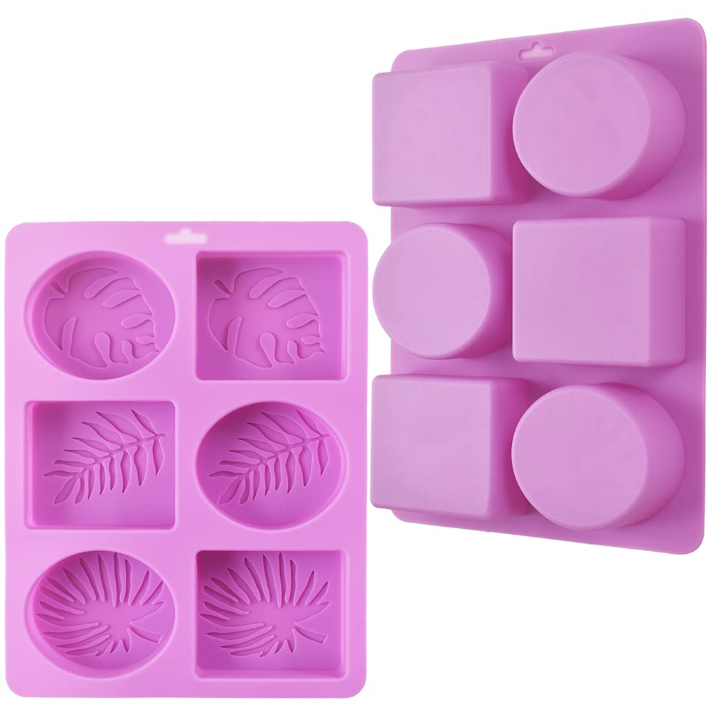 ionEgg Rectangle and Oval Silicone Soap Mold with Leaf Patterns, Pack of 2