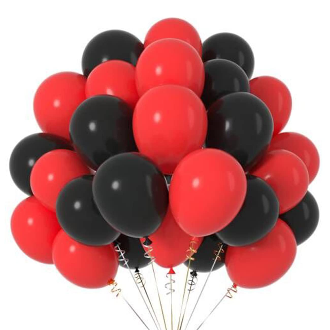 50pcs 12inch Red and Black Helium Balloons,Latex Balloons for Party Decorations