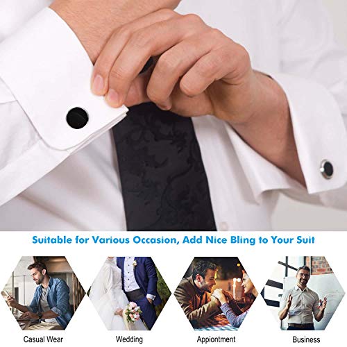 image for Cufflinks and Studs for Tuxedo, Cridoz 2 Cufflinks and 6 Studs Buttons
