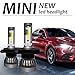 SNSOU Mini H4 LED Headlight Bulbs, 60W 10000Lm 4700Lux 6000K Cool White Extremely Bright 30mm Heatsink Base CREE Chips 9003 Hi/Lo Conversion Kit 1 Pair (12 Months Warranty)