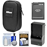 Nikon Coolpix Nylon Digital Camera Carrying Case with EN-EL12 Battery & Charger + Accessory Kit for AW120, AW130, P340, S9900, A900, W300